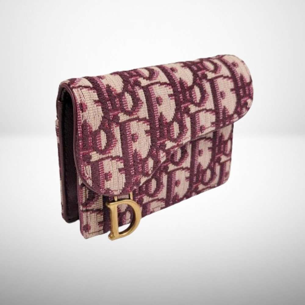 CHRISTIAN DIOR OBLIQUE BORDEAUX  FLAP CARD HOLDER / WALLET